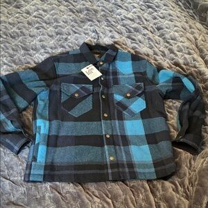Lee 101 Premium Blue & Black Plaid thick wool shirt/jacket.Men’s L. NWT